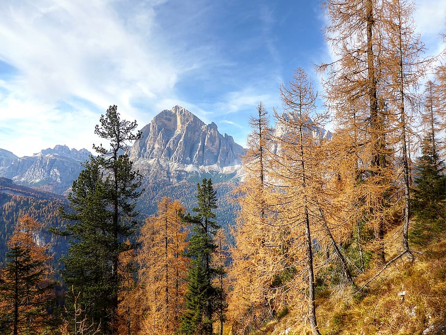 tofane, dolomites, nature, mountains, clouds, rock, sky, landscape HD wallpaper