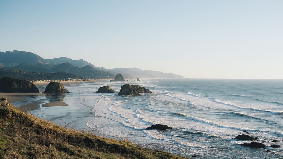 oregon, ecola state, waves, ocean, pnw, water, coast, distant HD wallpaper
