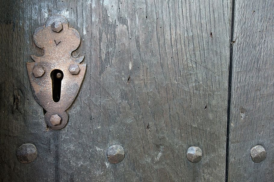 door, castle, locking, tree, metal, old, antique, security HD wallpaper