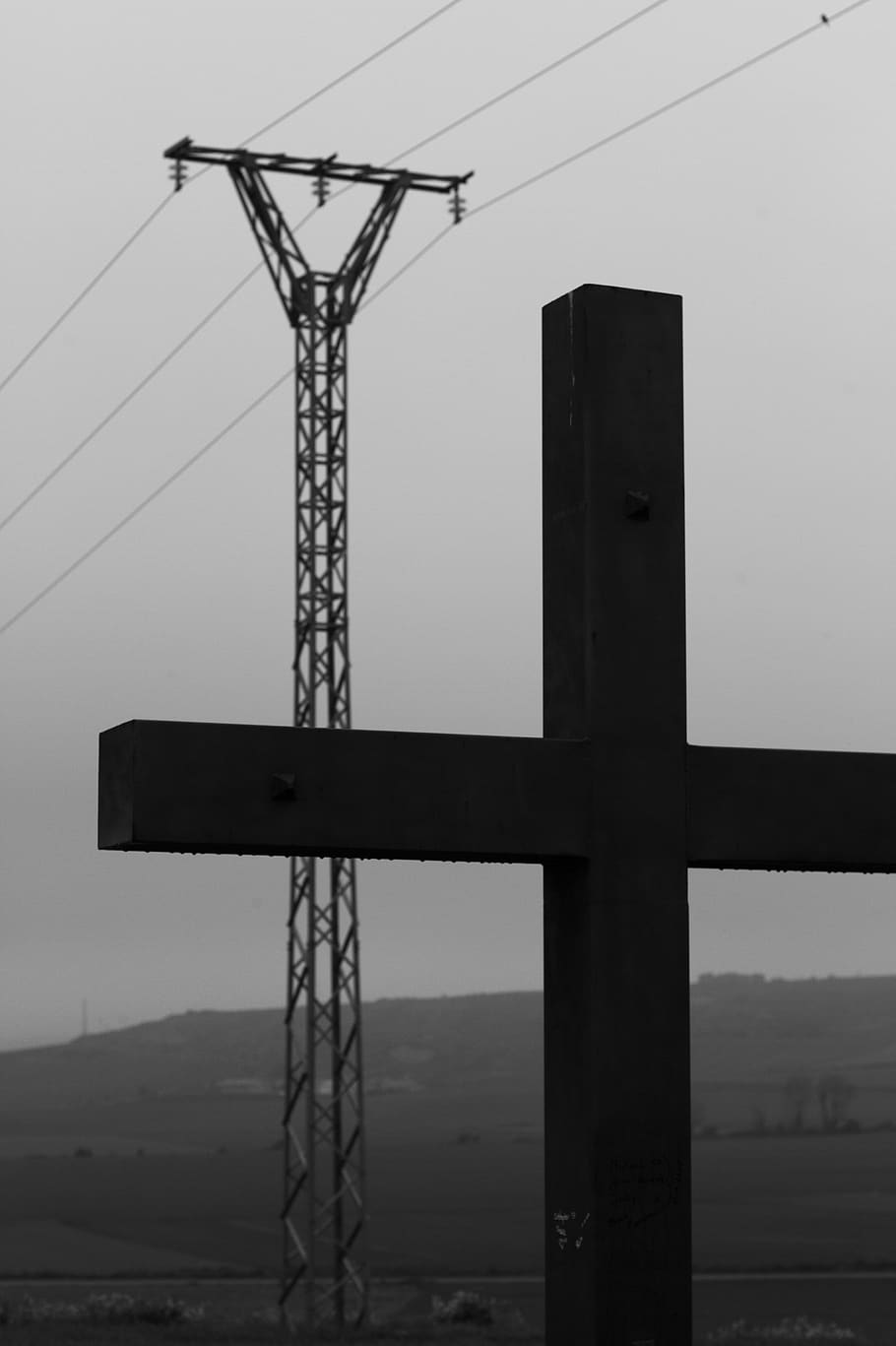 HD wallpaper camino de santiago, cross, spain, bw, black and white