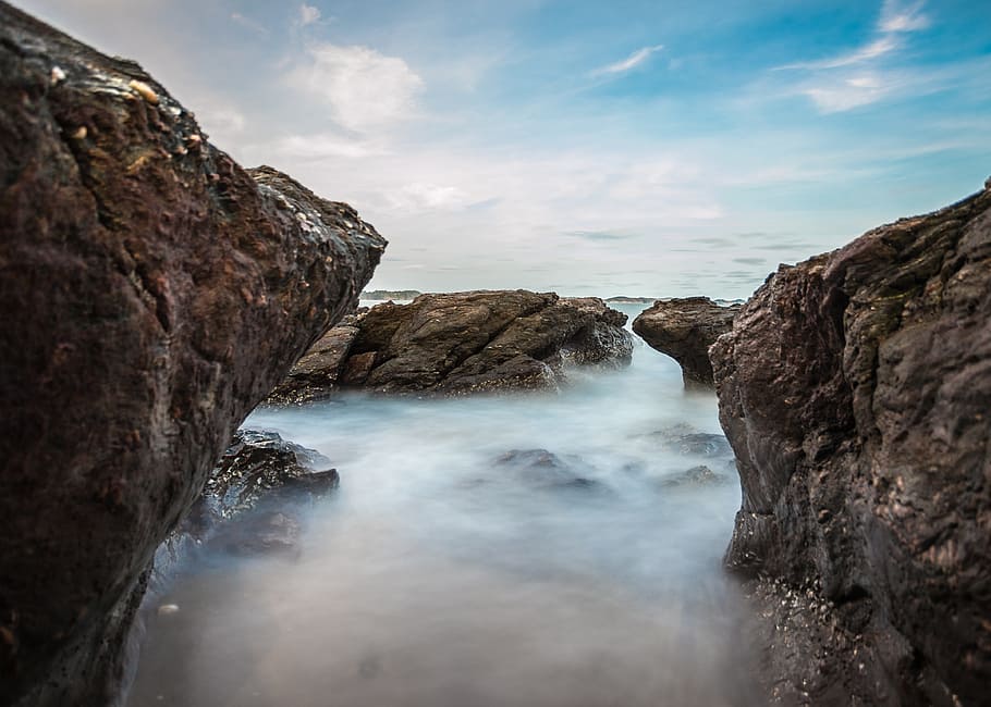 shore, sea, water, river, ocean, rock, rocky, stone, rock - object HD wallpaper