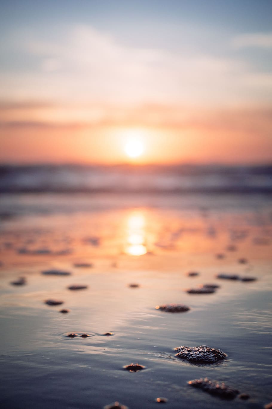 sea, ocean, water, wave, nature, sunset, blur, sky, tranquility HD wallpaper