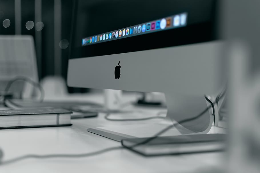turned on silver iMac, technology, computer, indoors, computer equipment HD wallpaper