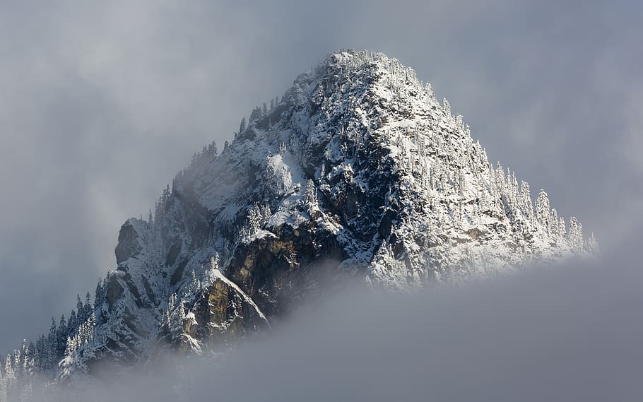 mountain covered with snow, winter, cold temperature, beauty in nature HD wallpaper