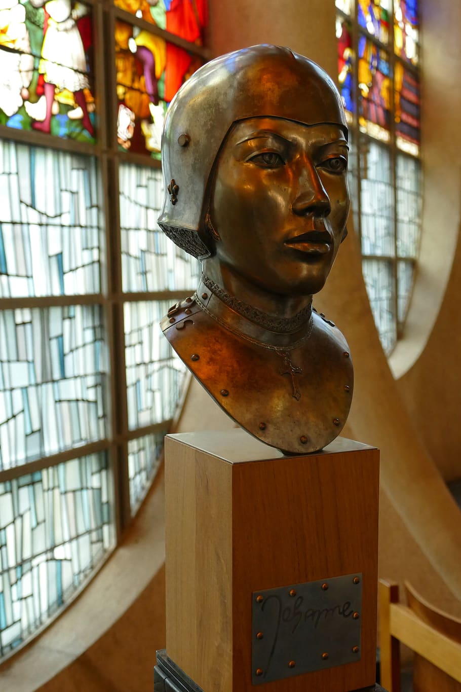 jeanne d'arc, head, brass, image, sculpture, church, rouen HD wallpaper