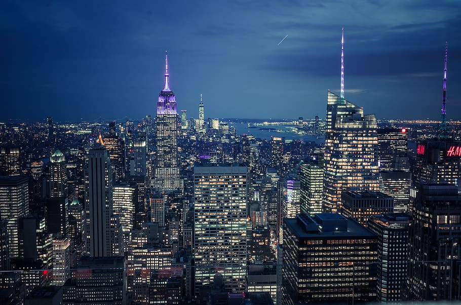 buildings during night time, city, town, urban, high rise, new york HD wallpaper