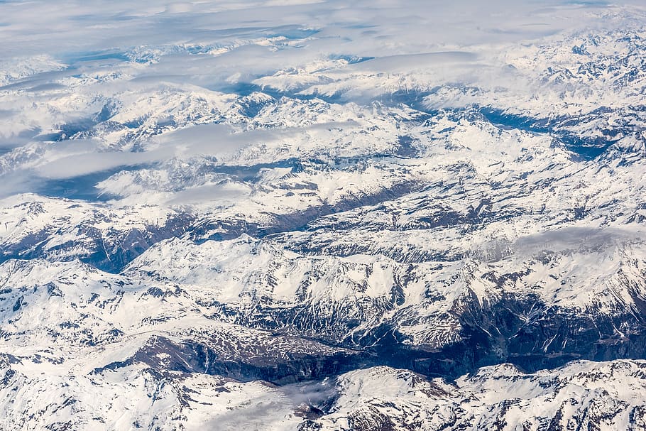 mountain, clouds, sky, aerial, travel, nature, adventure, trip HD wallpaper