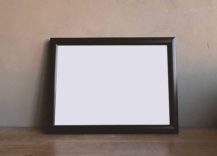 Brown Wooden Rectangular Photo Frame, blank, concrete, empty HD wallpaper