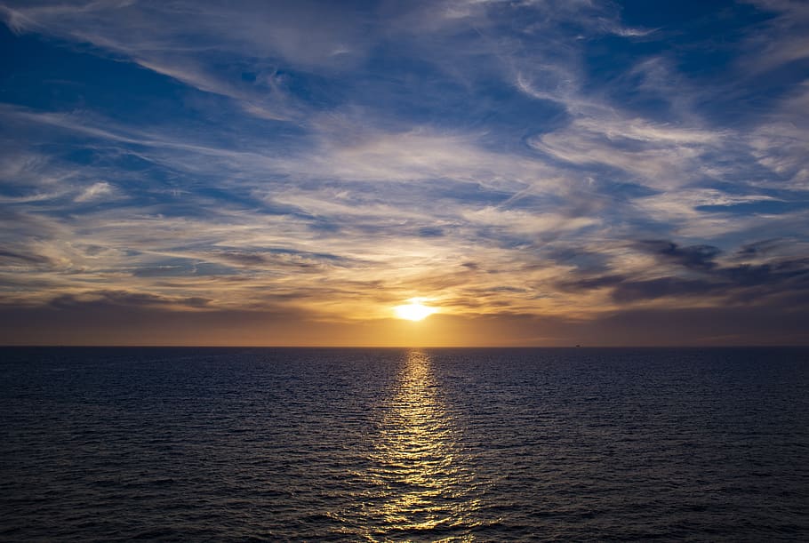 sunset, himmel, sky, reflection, clouds, mirroring, havetl HD wallpaper