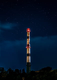 brown lighthouse, nature, outdoors, night, tower, space, universe HD wallpaper