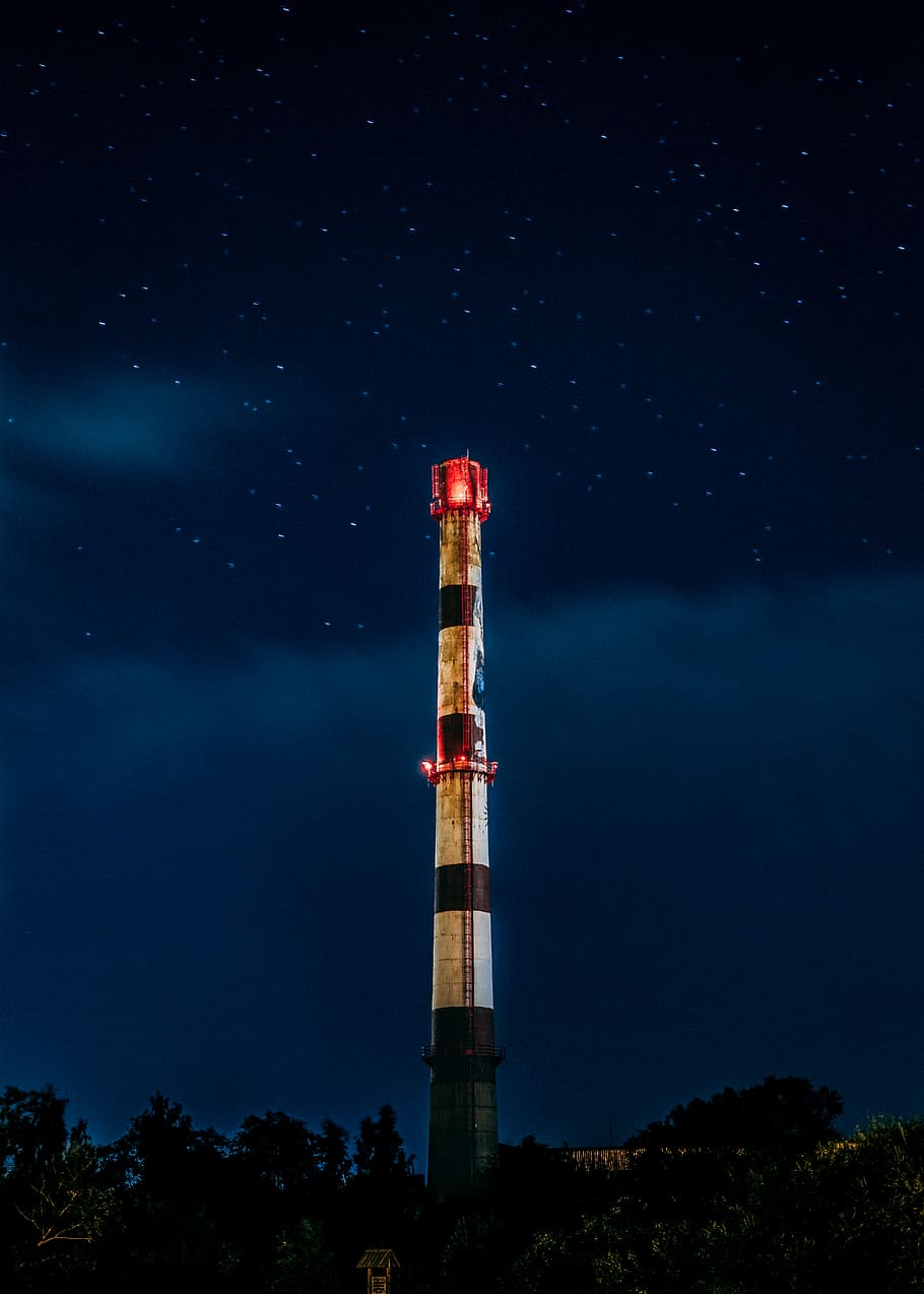 brown lighthouse, nature, outdoors, night, tower, space, universe HD wallpaper