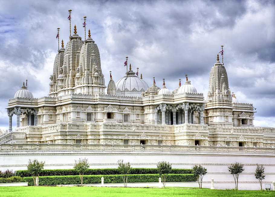White and Gray Temple during Cloudy Sky Daytime, ancient, architecture HD wallpaper