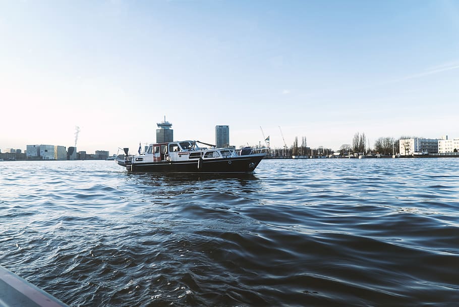 amsterdam, netherlands, floating, hd, wallpaper, blue, boat HD wallpaper