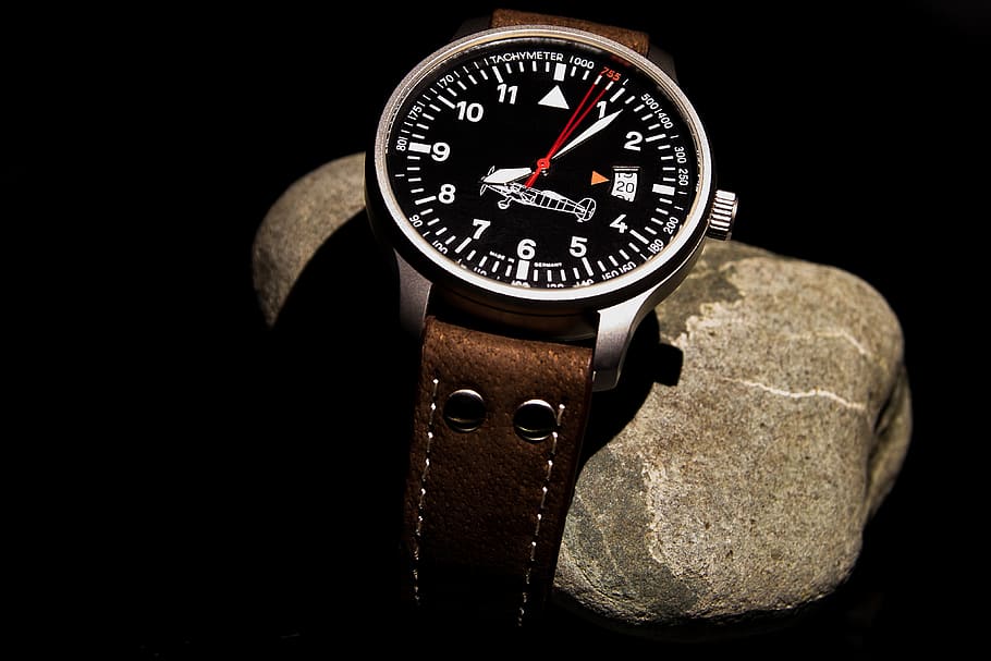 wrist watch, clock, time, time indicating, male, close-up, black background HD wallpaper