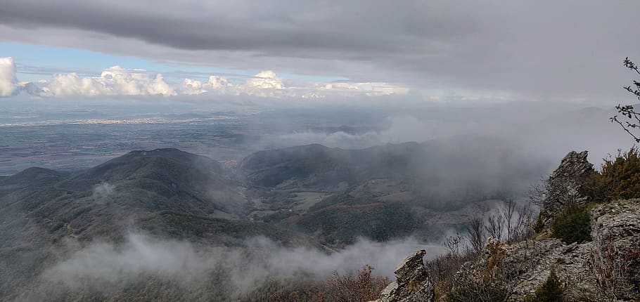 clouds, landscape, rocks, panorama, cloud - sky, beauty in nature HD wallpaper