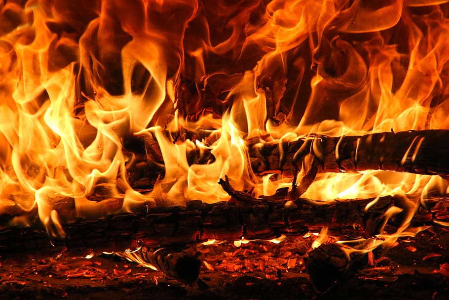 fire, flame, burn, hot, glow, open fire, campfire, heat, smoke, HD wallpaper