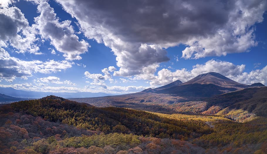 Mountains Under Cloudy Sky, clouds, daylight, forest, hill, landscape HD wallpaper