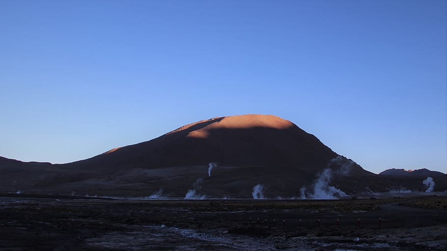 sun, light, sunlight, sunrise, mountain, geyser, chile, geysersdeltatio HD wallpaper