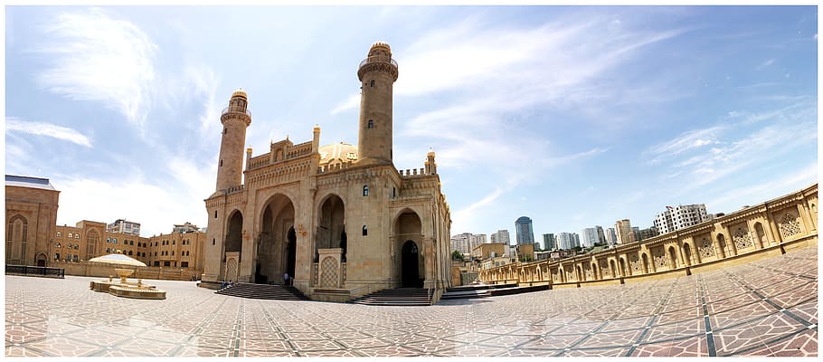 azerbaijan, baku, mosque, architecture, sky, building exterior