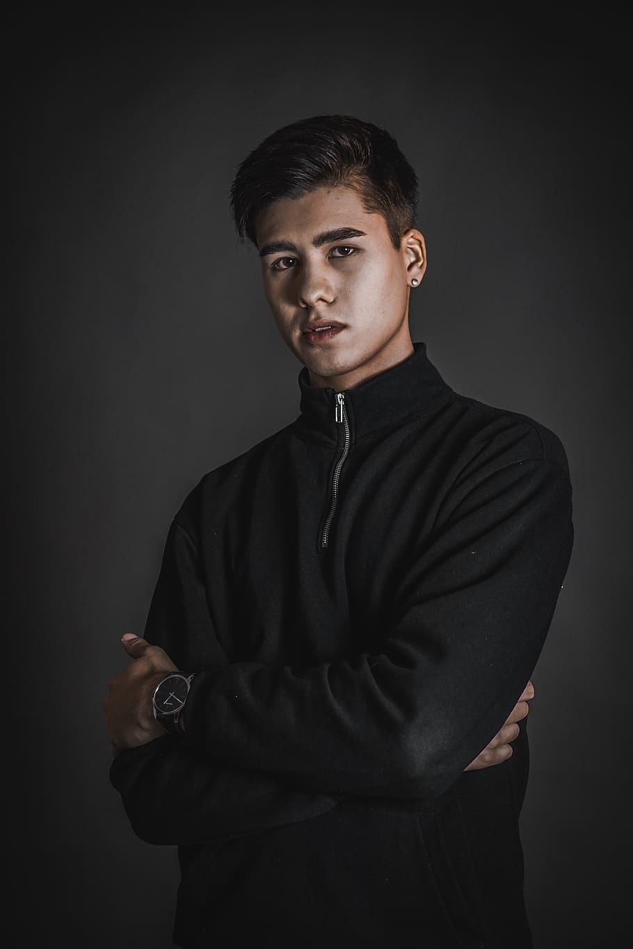 man in black half-zip jacket, clothing, sleeve, apparel, person HD wallpaper