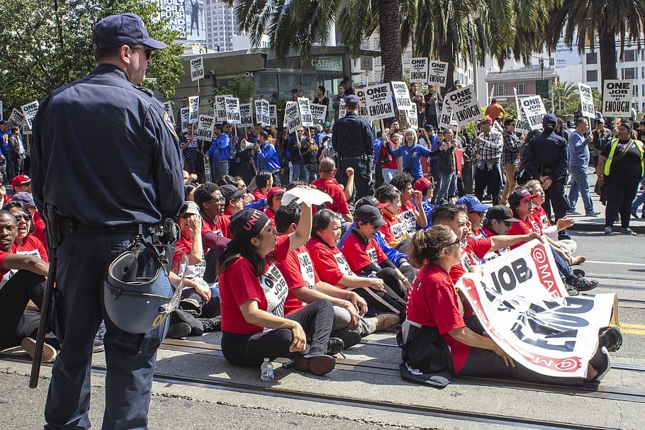 labor day protest, protestant, hope, unite, strike, street, HD wallpaper