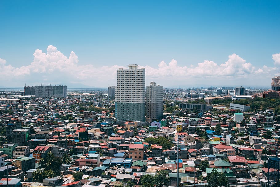 philippines, manila, skyscraper, favelas, houses, construction HD wallpaper