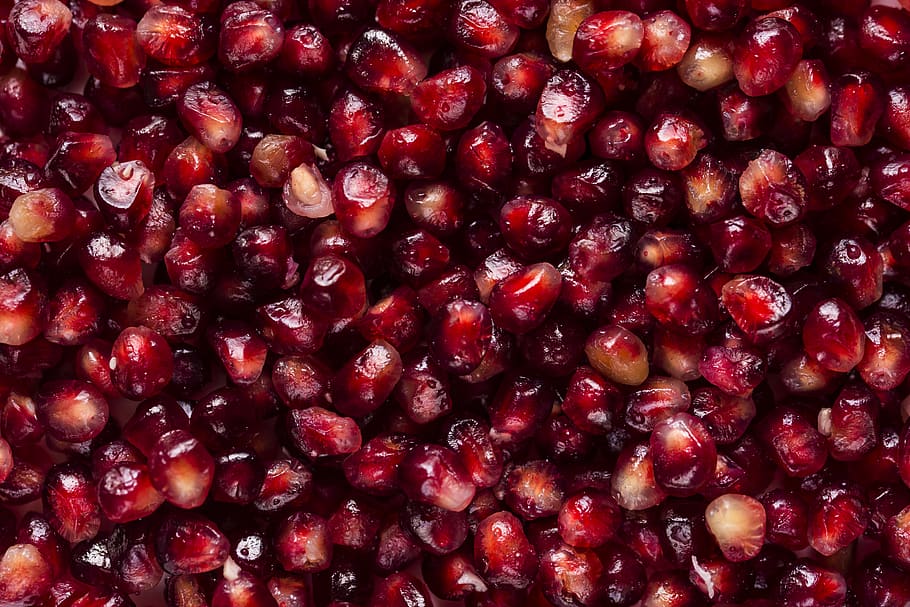 red seeds, food, plant, fruit, pomegranate, produce, cherry, sweet HD wallpaper