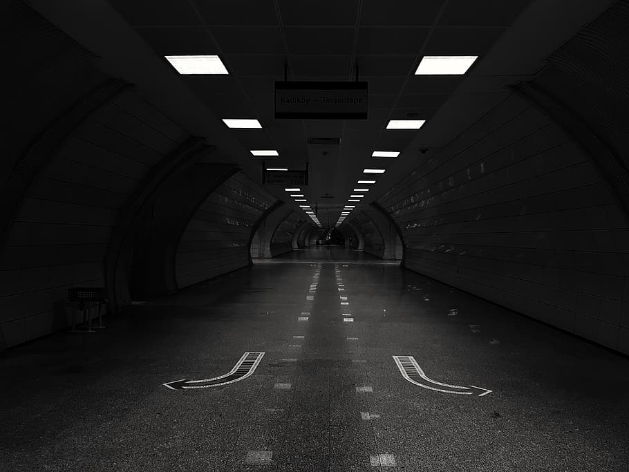 Grayscale Photo of Road, black-and-white, dark, empty, guidance HD wallpaper