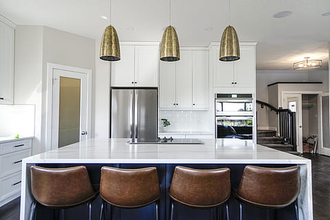 kitchen, bar stools, decor, apartment, home, sit, chair, interior HD wallpaper