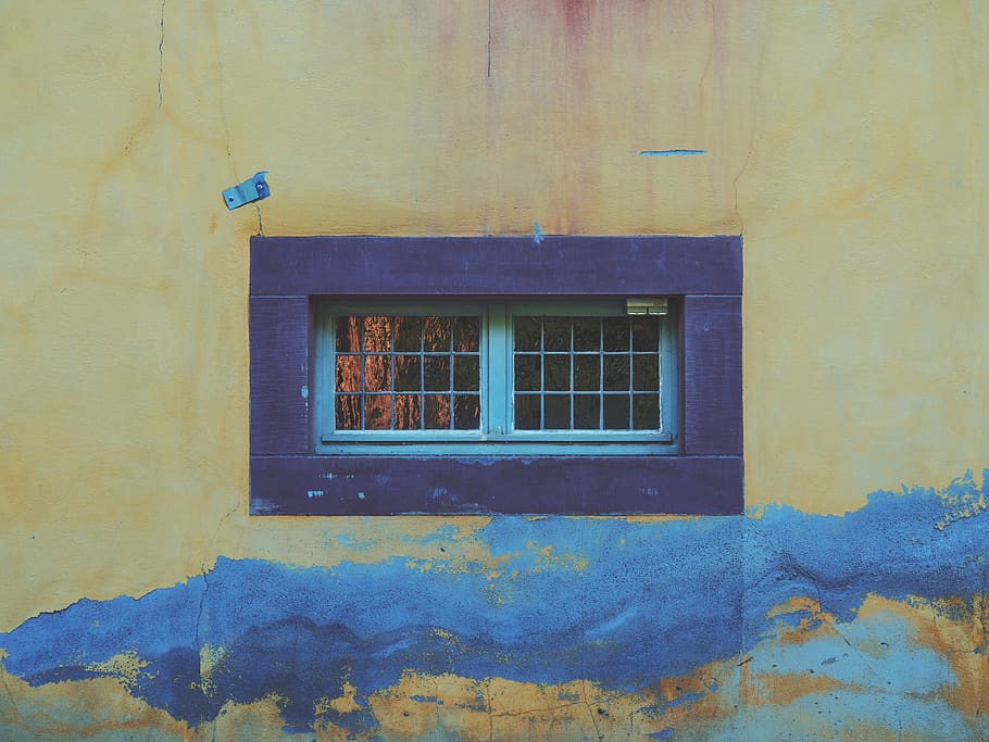 wall, facade, window, colorful, decay, building, minimalistic HD wallpaper