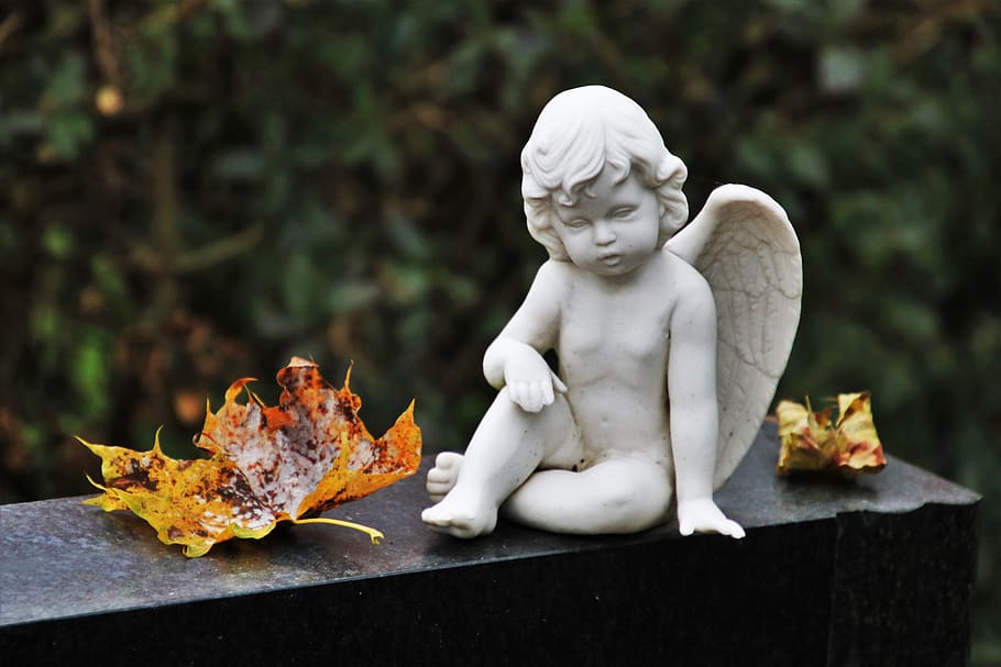 everything goes, autumn, sadness, figure, angel, monument, memory, HD wallpaper