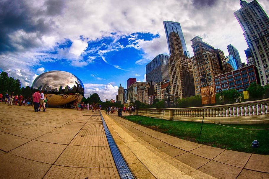 united states, chicago, millennium park, built structure, building exterior, HD wallpaper