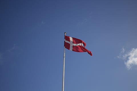 denmark, copenhagen, flag, patriotism, sky, low angle view HD wallpaper