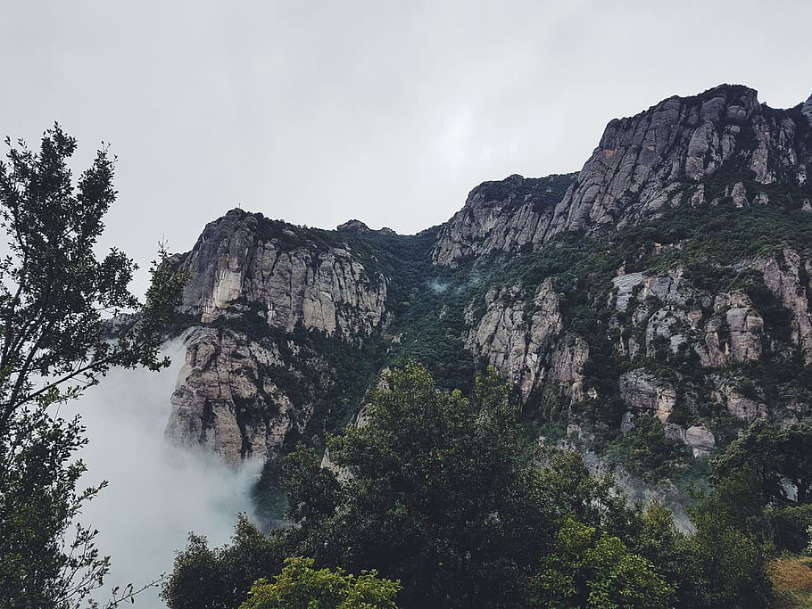 spain, montserrat, sky, mountain, beauty in nature, scenics - nature HD wallpaper
