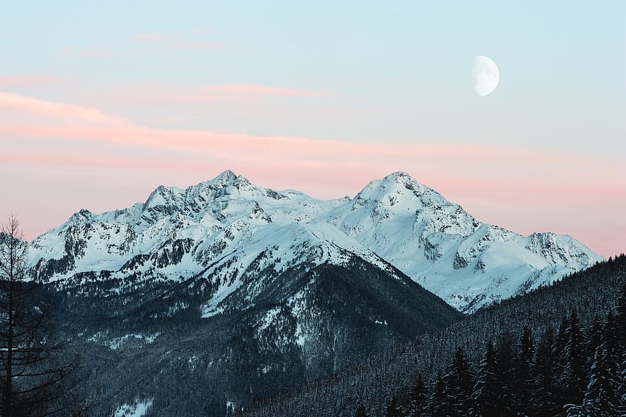 Snowy Mountain, cold, daylight, desktop backgrounds, HD wallpaper