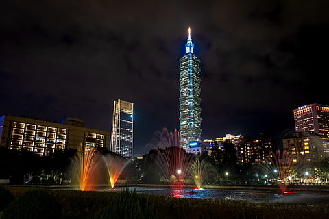 lightened building, taipei 101, street view, architecture, built structure HD wallpaper