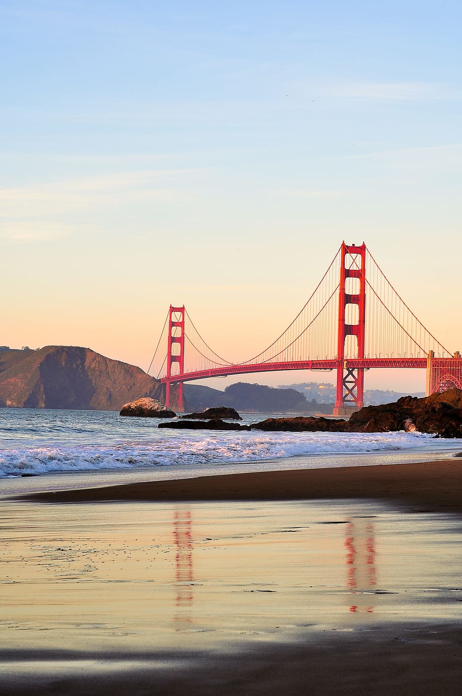 Golden Gate Bridge, San Francisco, coast, evening, hills, journey HD wallpaper