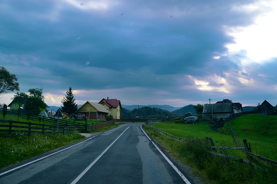 sky, sunset, clouds, romania, travel, trees, nature, landscape HD wallpaper