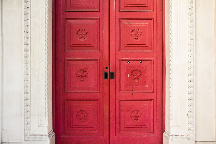 door, pink, white, background, simple, star, crown, entrance HD wallpaper