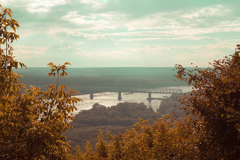 russia, ufa, bridge, sky, water, beauty in nature, plant, scenics - nature HD wallpaper