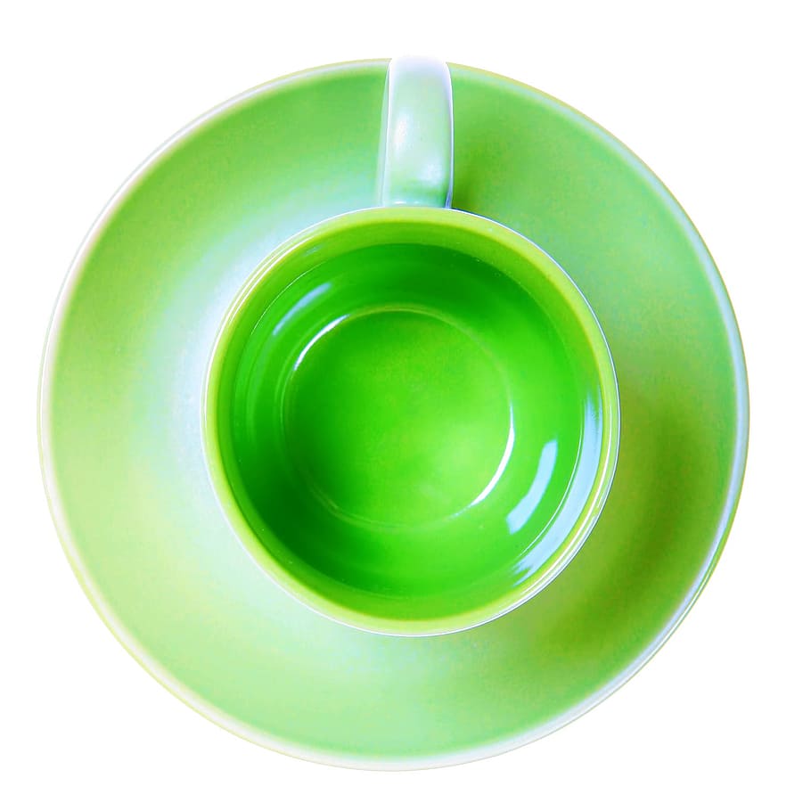 mug, green, cup, object, tea, kitchen, white, studio, isolated, HD wallpaper