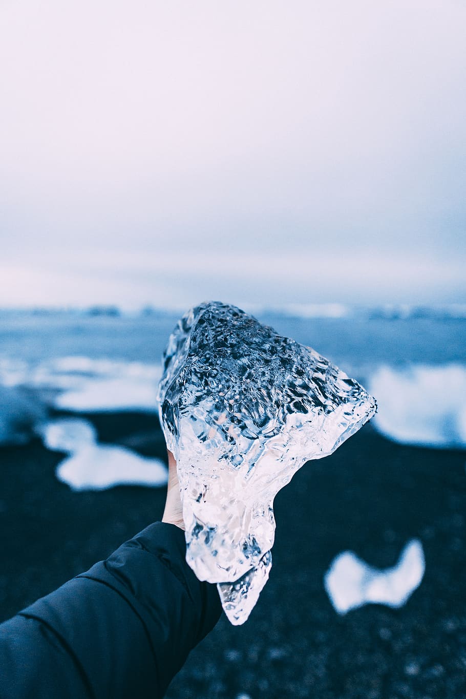 clear and black stone, water, sea, one person, cold temperature HD wallpaper