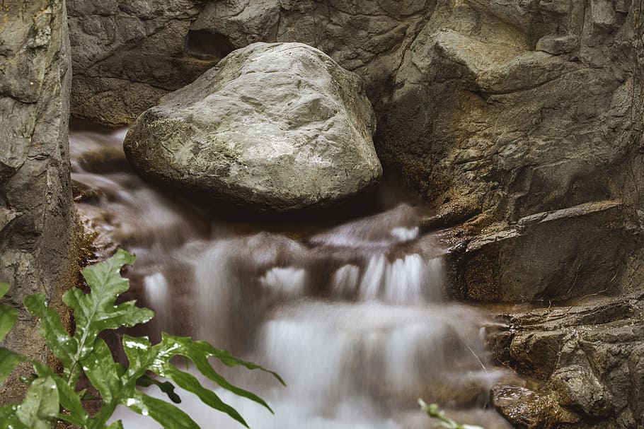 Long Exposure Photography of Waterfall, cave, environment, geology HD wallpaper