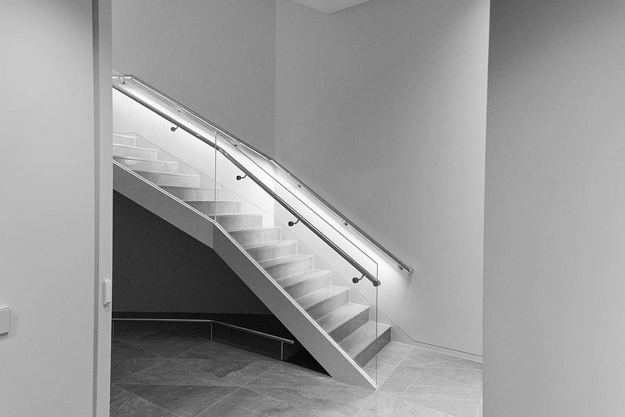 Online crop | HD wallpaper: Monochrome Photography of Staircase