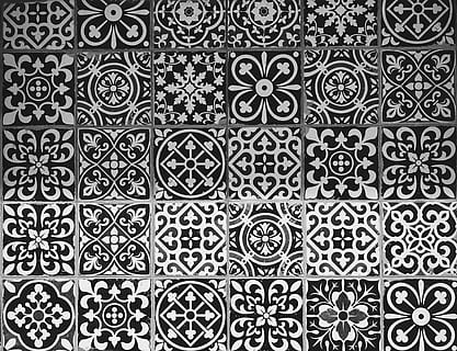 black and white damask patterns, glasgow city, 701 great western rd HD wallpaper