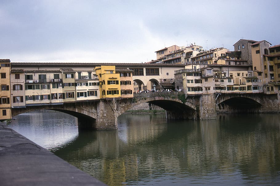 italy, florence, architecture, water, bridge, connection, bridge - man made structure HD wallpaper