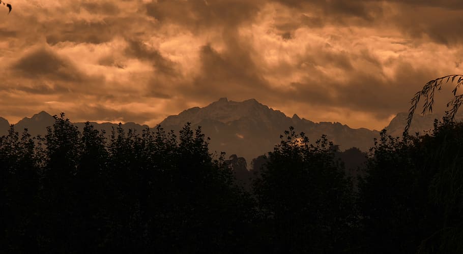 mountain, sky, trees, forest, cloud, wallpaper, scenics - nature HD wallpaper