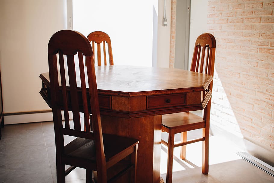 table, home, house, dinner, chairs, modern, wall, industrial HD wallpaper