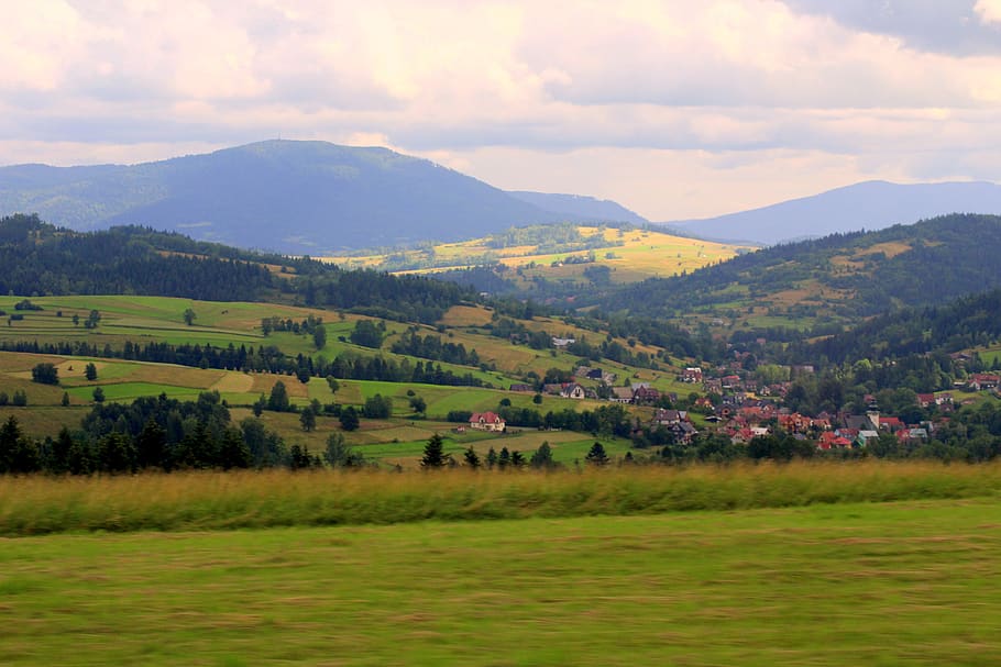 landscape, view, panorama, mountains, nature, panoramic, tourism HD wallpaper