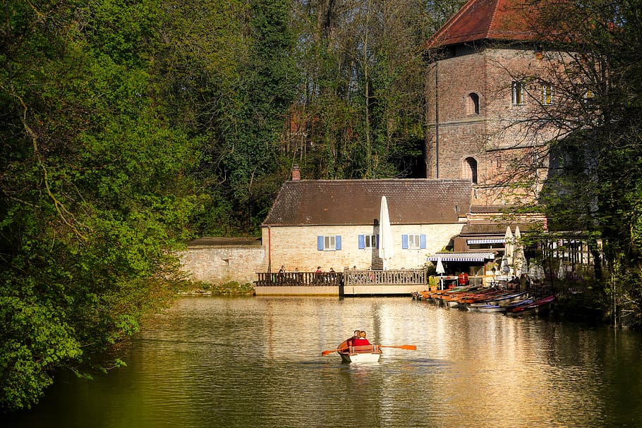 depth, channel, augsburg, water, landscape, cultural landscape HD wallpaper